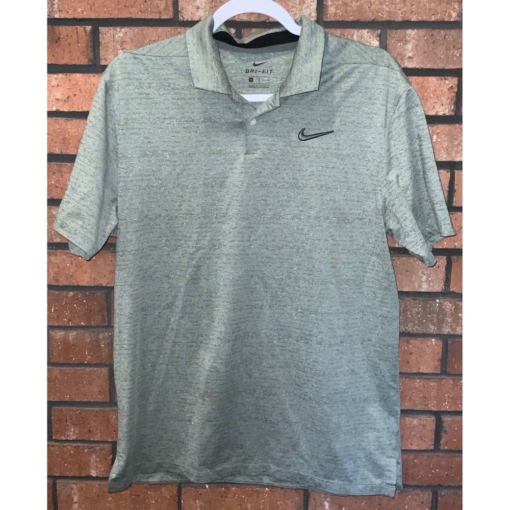 Nike Dri-FIT Mens Polo Shirt Green Heathered Short Sleeve Golf Top Size M